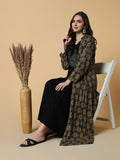Women's Graphic Black A-Line Kurta with Shrug