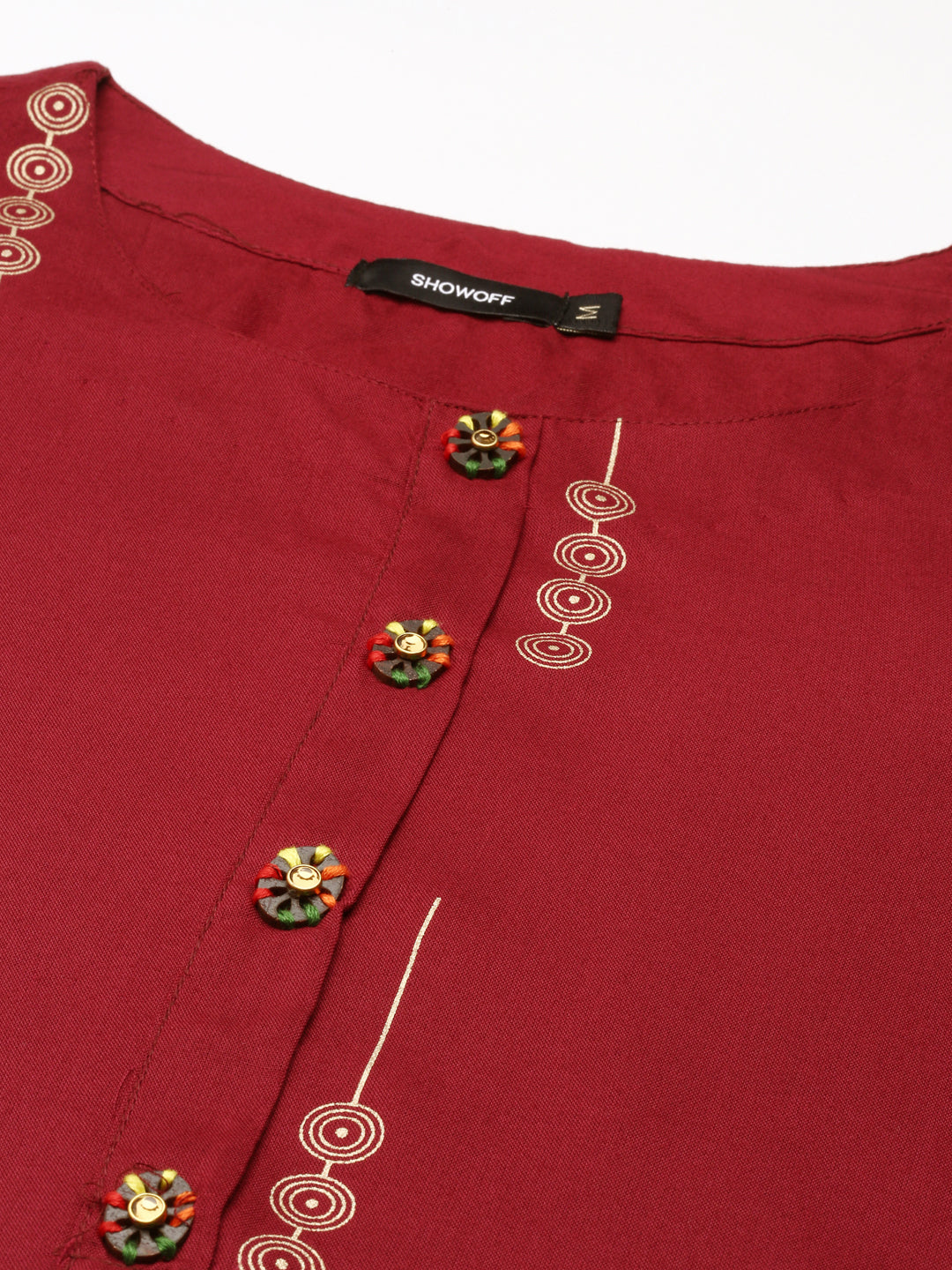 Women's Red Printed Straight Kurta