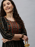 Women's Yoke Design Black Anarkali Kurta