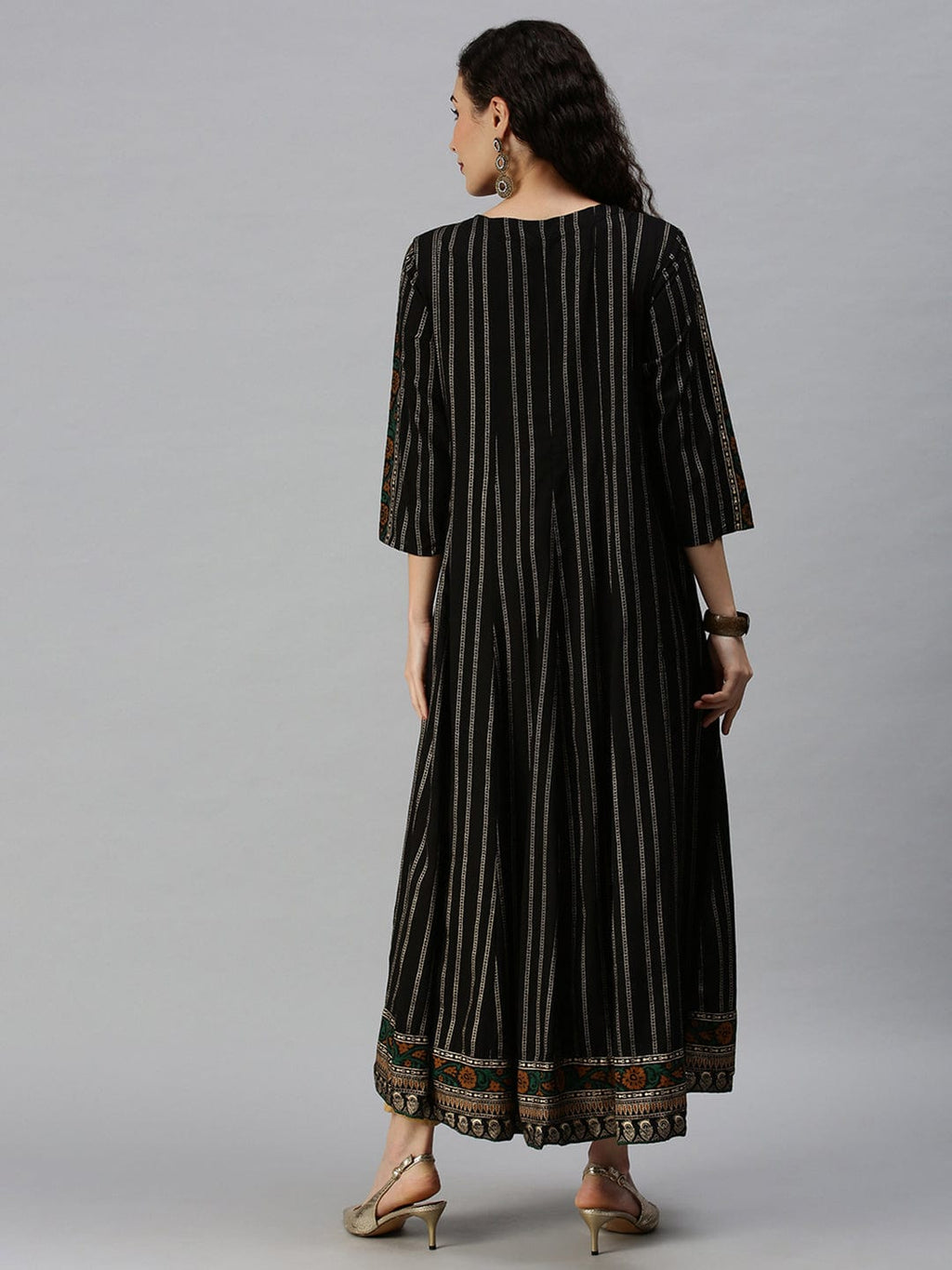 Women's Yoke Design Black Anarkali Kurta
