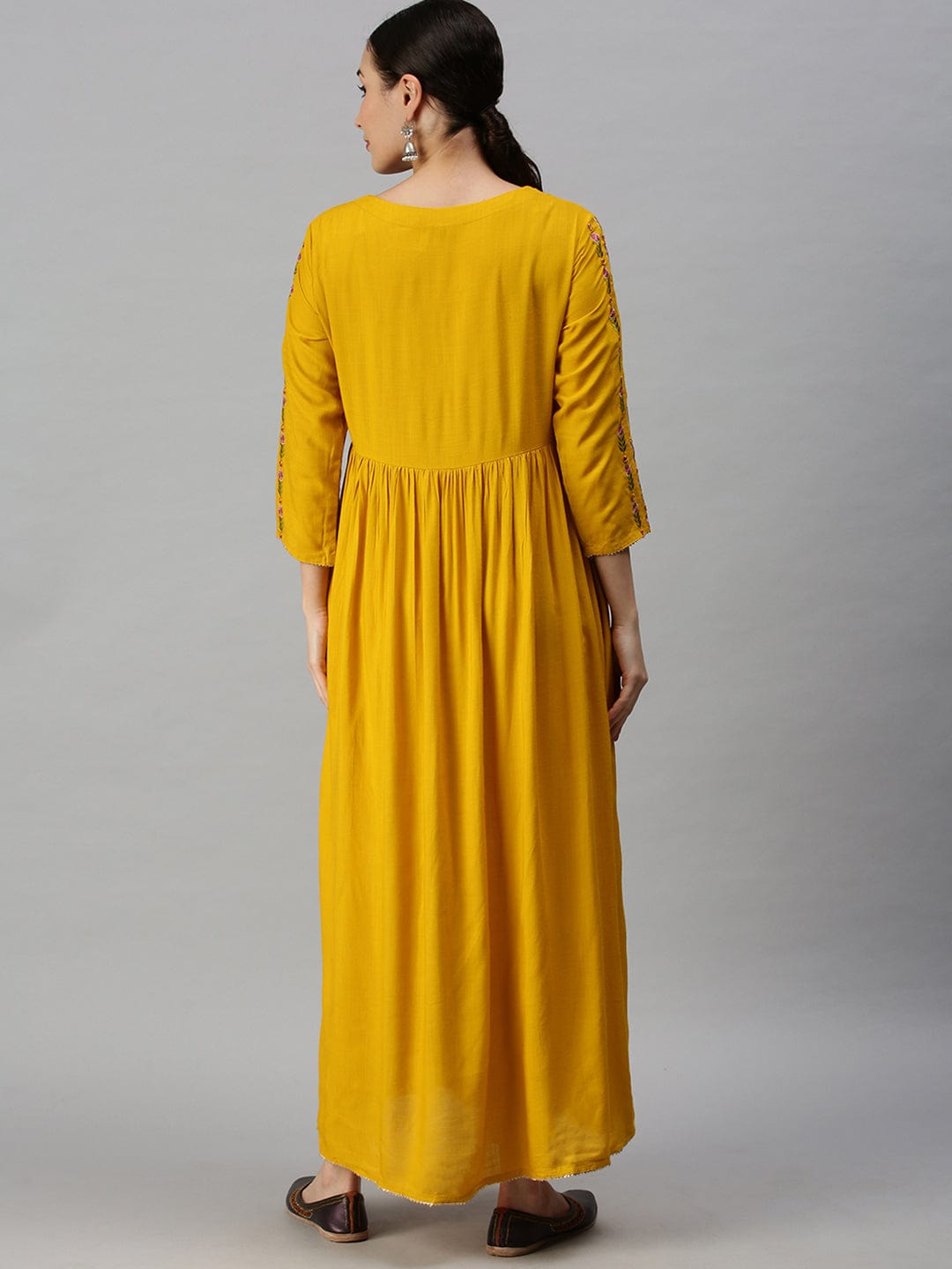 Women's Yoke Design Yellow Anarkali Kurta