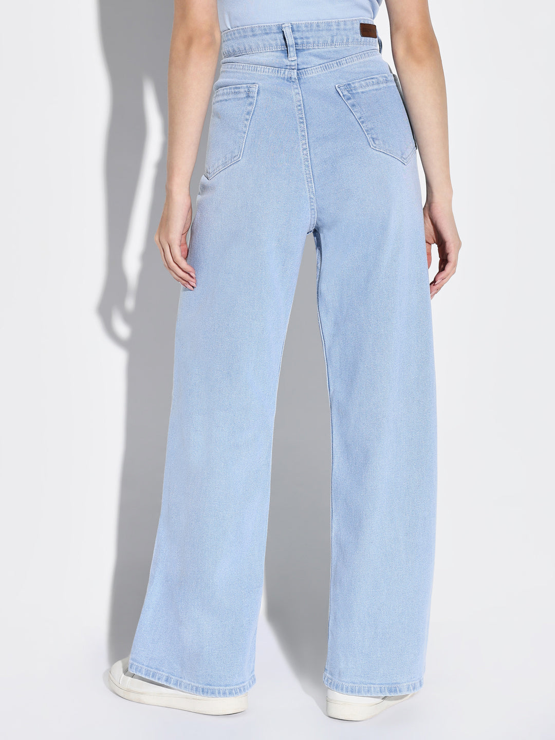 Women's Blue Comfort Wide Leg Light Fade Jeans