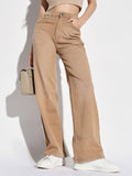 Women's Beige Comfort Wide Leg Light Fade Stretchable Jeans