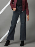 Women's Grey Straight Fit High-Rise Light Fade Stretchable Jeans