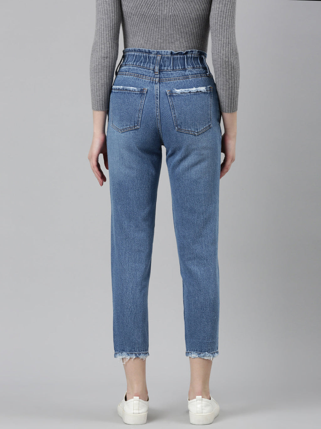 Women's Blue Acid Wash High-Rise Denim Jeans