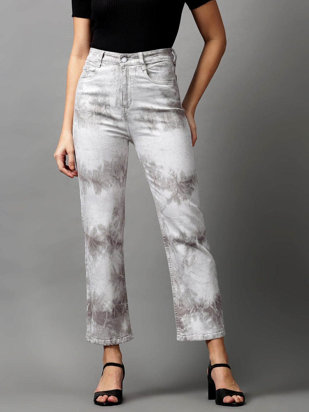 Women's Grey Heavy Fade Stretchable Denim Jeans