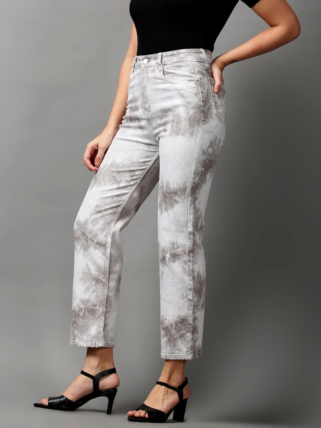 Women's Grey Heavy Fade Stretchable Denim Jeans