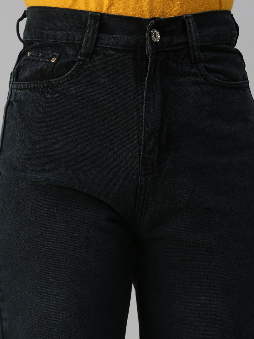 Women's Dark Grey Straight Fit High-Rise Light Fade Stretchable Jeans