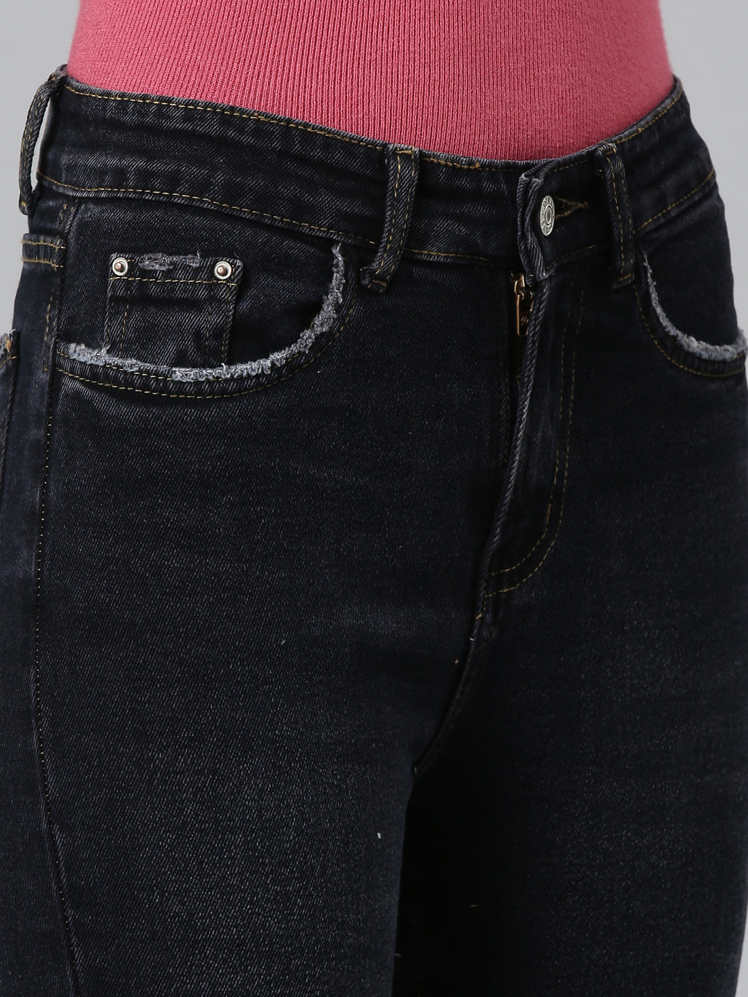 Women's Dark Grey Jean Acid Wash Skinny Fit Mid-Rise Denim Jeans