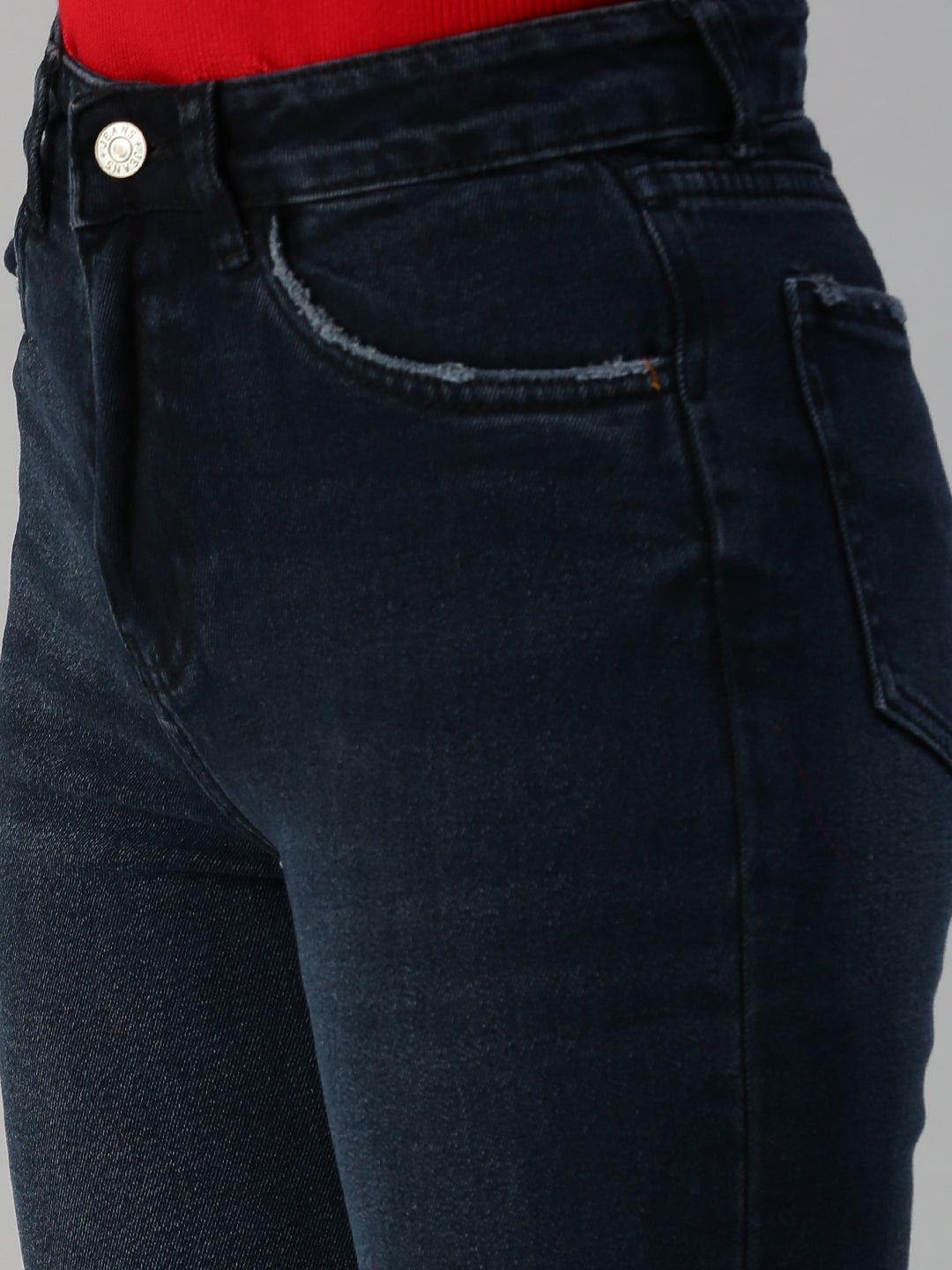 Women's Blue Flared High-Rise Stretchable Jeans