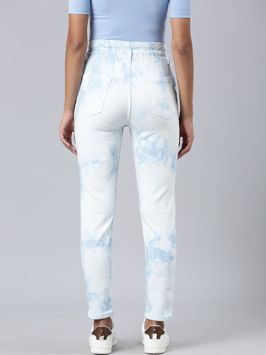 Women's Blue Heavy Fade Acid Wash Mom Fit Denim Jeans