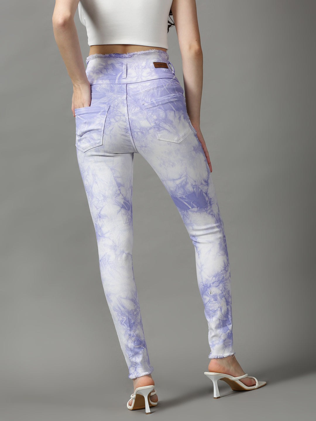 Women's Blue Skinny Fit High-Rise Heavy Fade Stretchable Denim Jeans