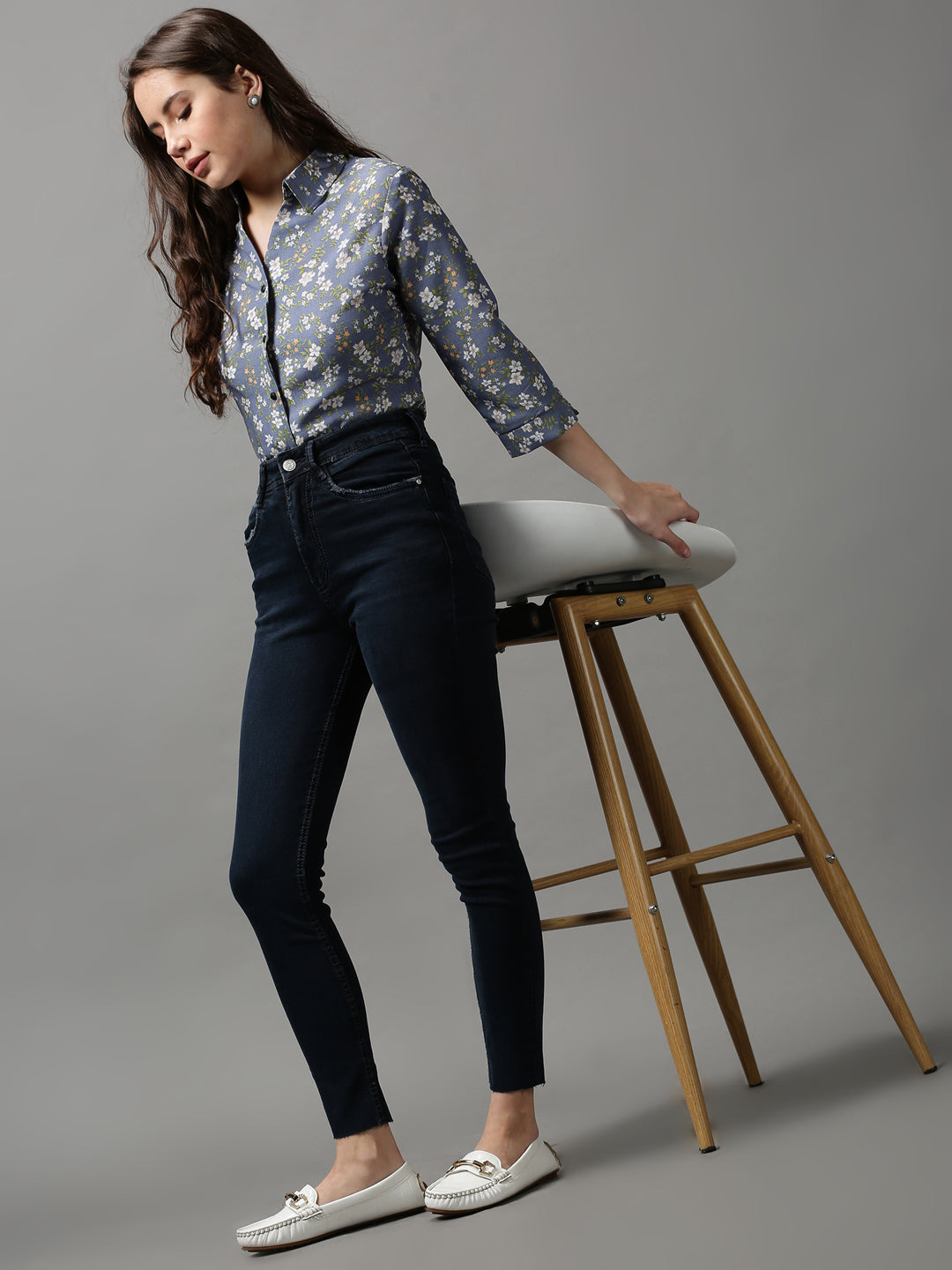 Women's Navy Blue Slim Fit Stretchable Jeans
