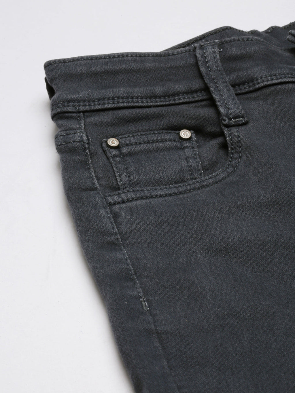 Women's Grey Jean Straight Fit Mid-Rise Acid Wash Stretchable Jeans