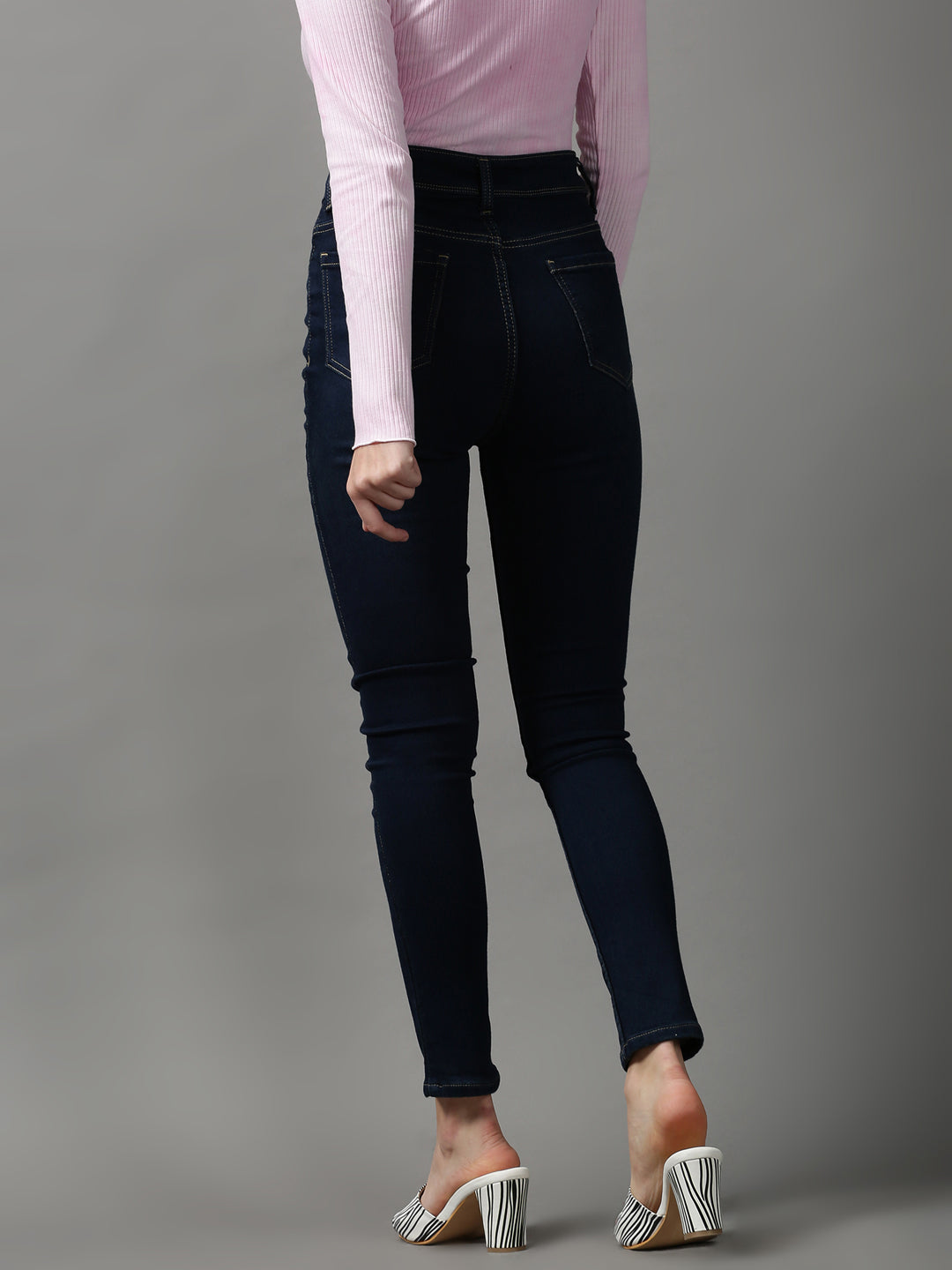 Women's Navy Blue Skinny Fit Stretchable Denim Jeans