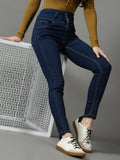 Women's Navy Blue Skinny Fit High-Rise Stretchable Denim Jeans