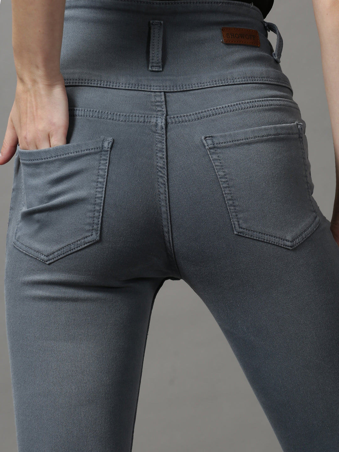 Women's Grey Skinny Fit High-Rise Stretchable Denim Jeans