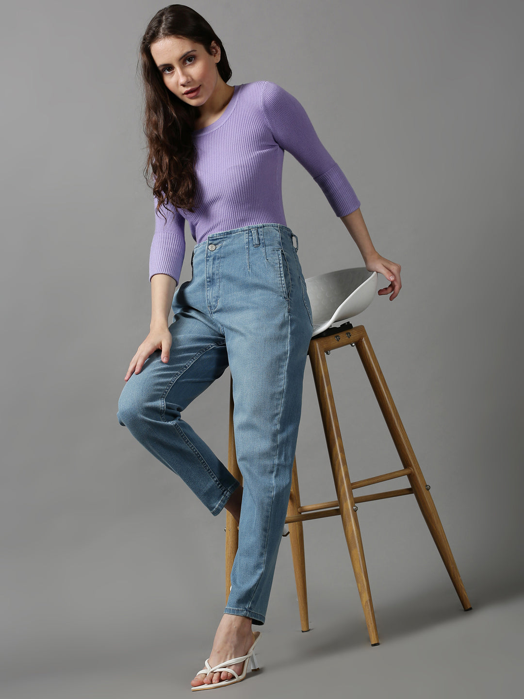 Women's Blue Tapered Fit Stretchable Denim Jeans