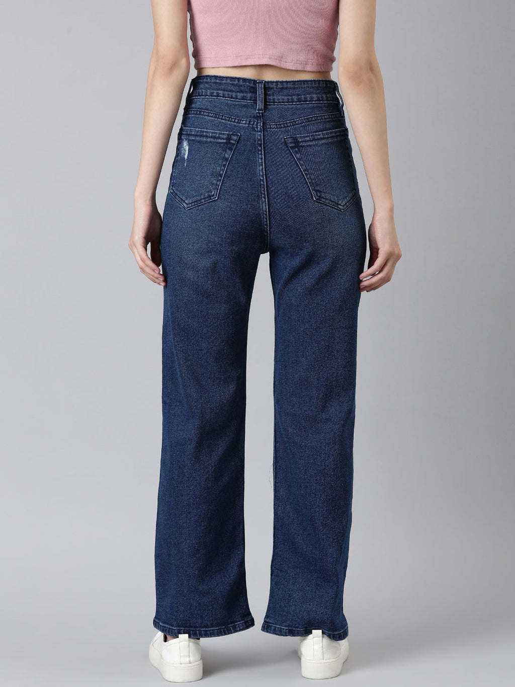 Women's Blue High-Rise Light Fade Acid Wash Denim Jeans