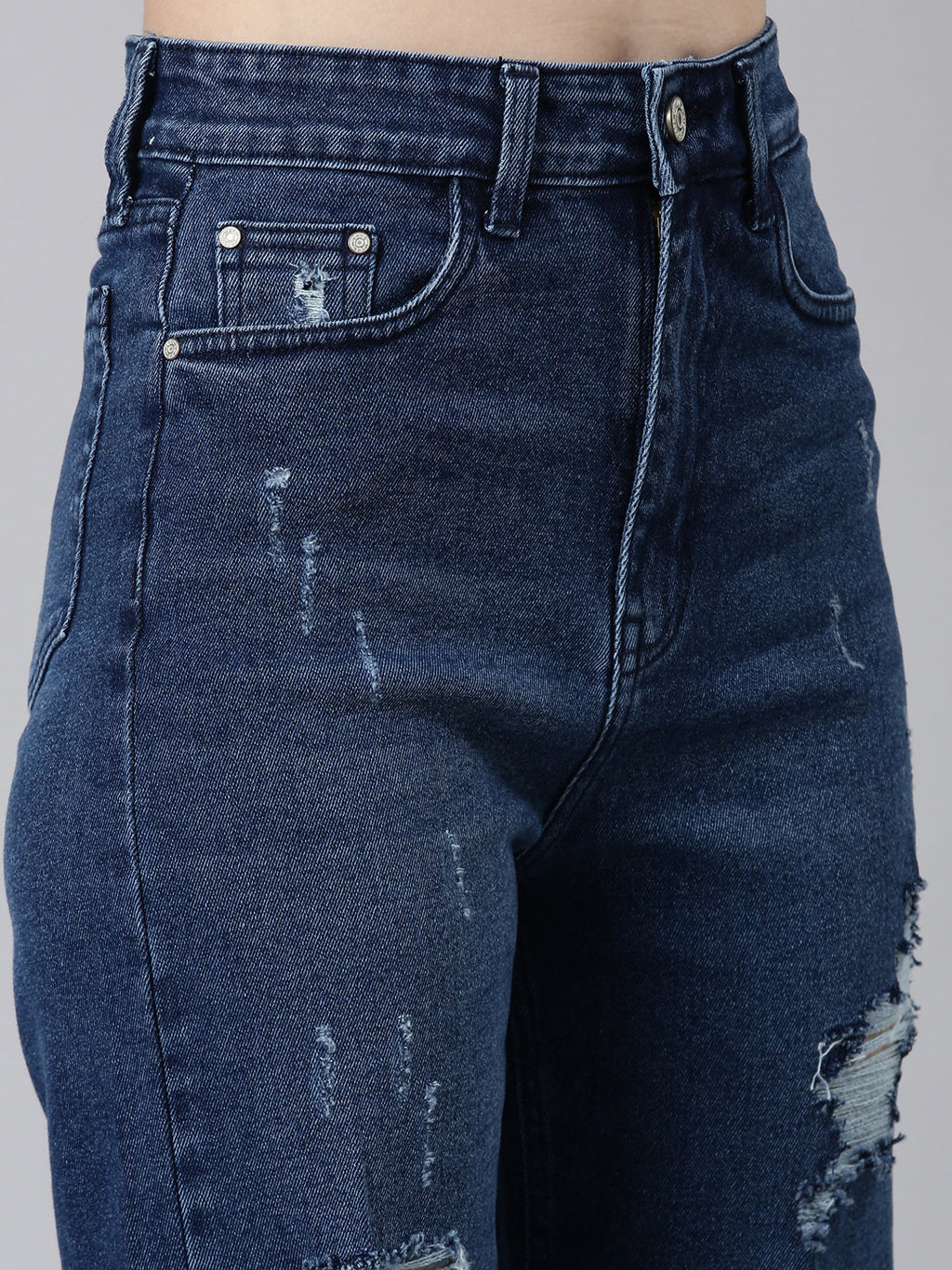 Women's Blue High-Rise Light Fade Acid Wash Denim Jeans