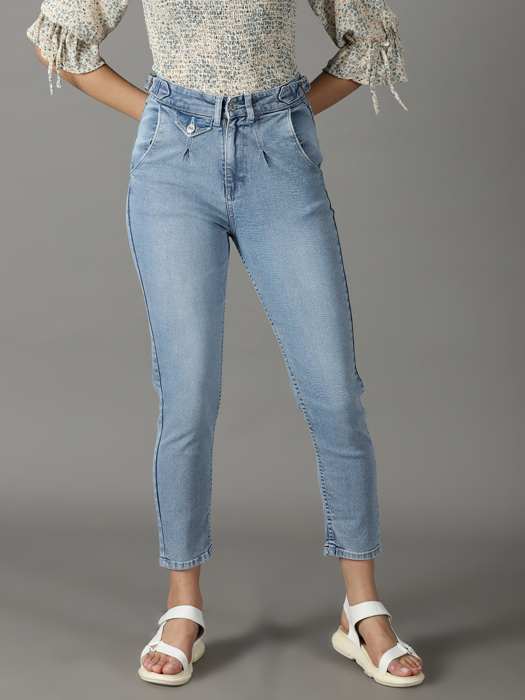 Women's Blue High-Rise Light Fade Stretchable Cotton Jeans