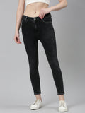 Women's Grey Skinny Fit Mid-Rise Light Fade Acid Wash Denim Jeans