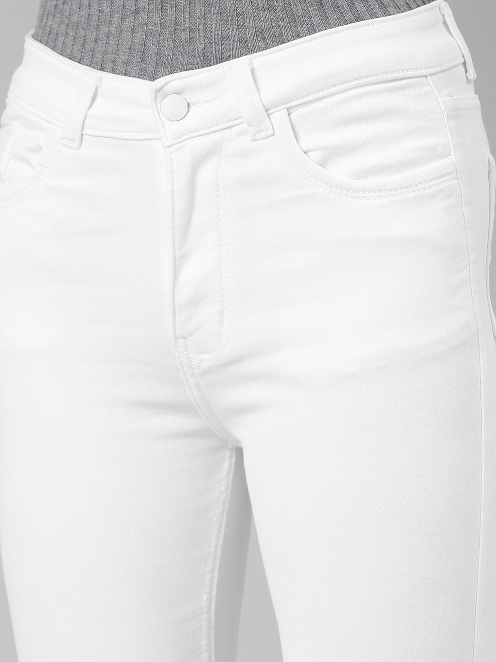 Women's White High-Rise Bootcut Denim Slit Jeans