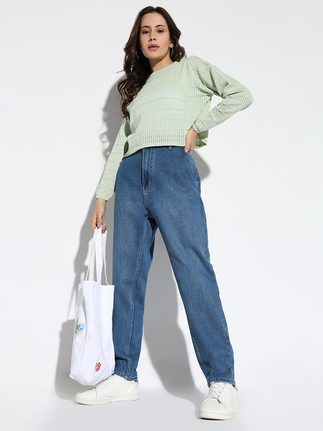 Women's Blue Solid Comfort Light Fade Acid Wash Stretchable Jeans
