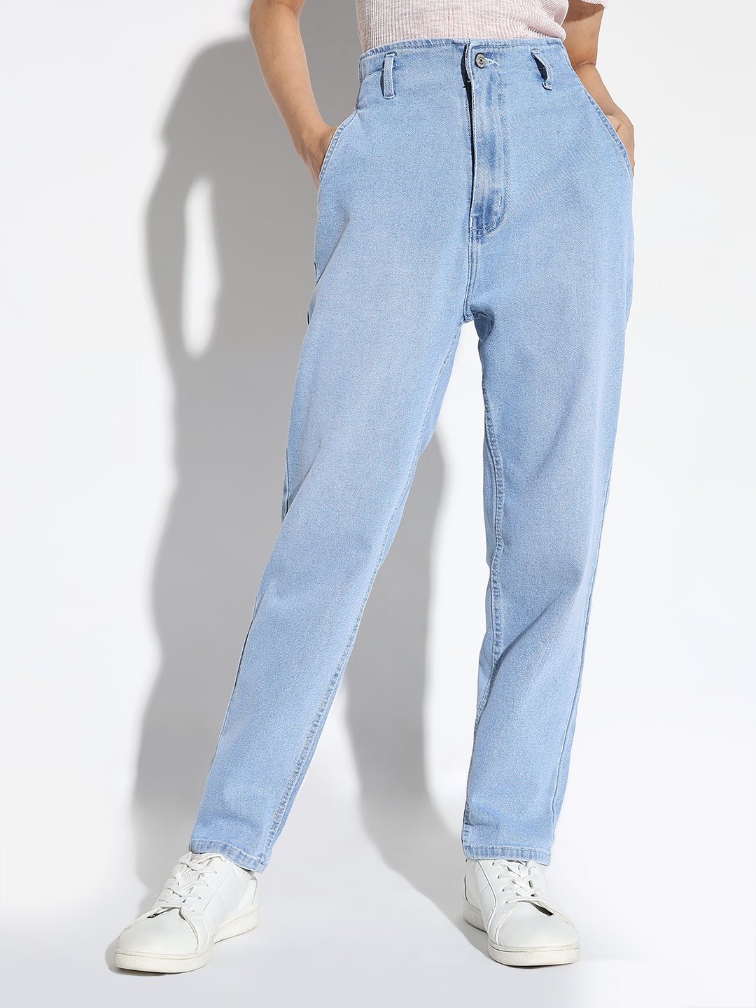 Women's Blue Comfort Mom Fit Stretchable Denim Jeans