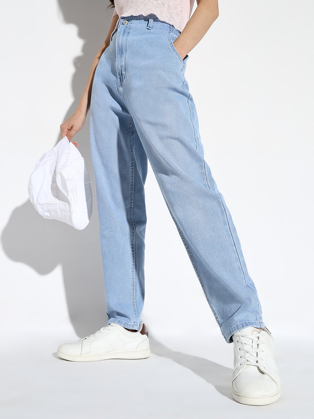 Women's Blue Comfort Mom Fit Stretchable Denim Jeans