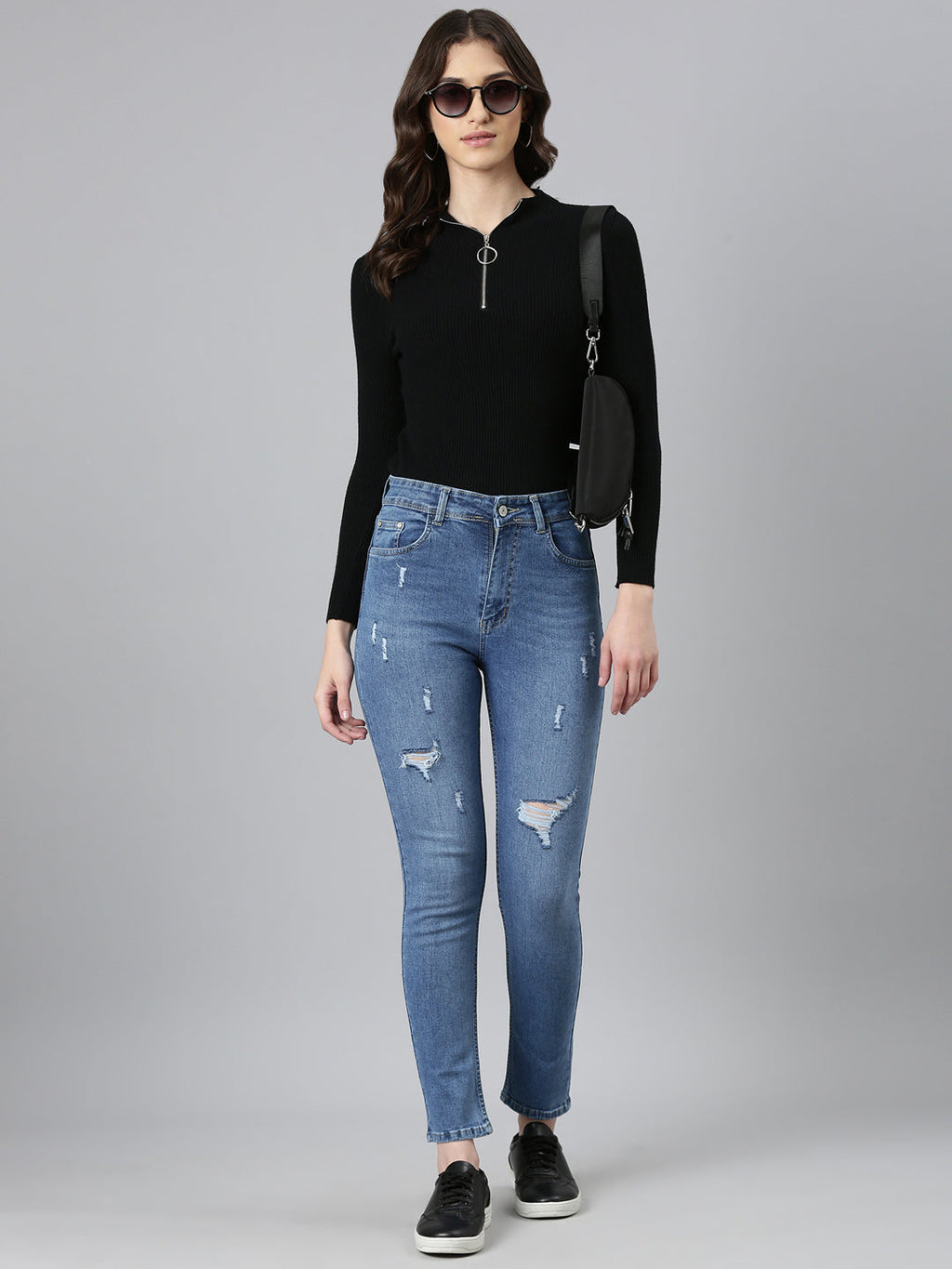 Women's Blue High-Rise Light Fade Denim Jeans