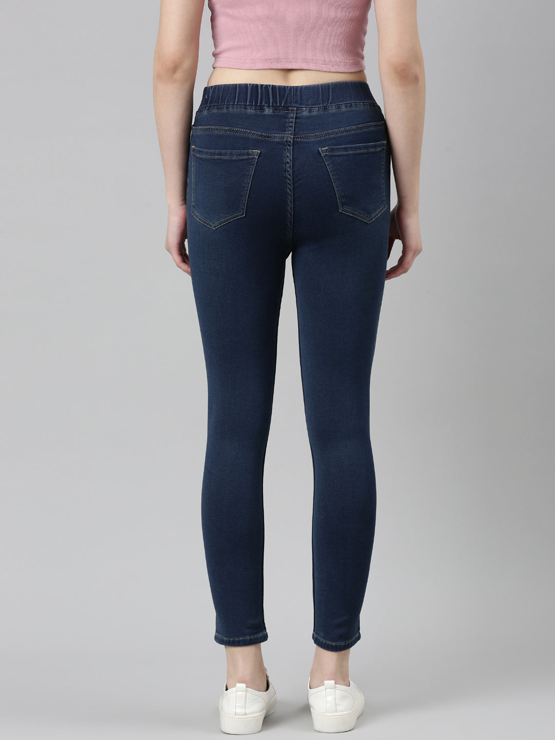 Women's Blue Mid Rise Jean Skinny Fit Clean Look Stretchable Jeans