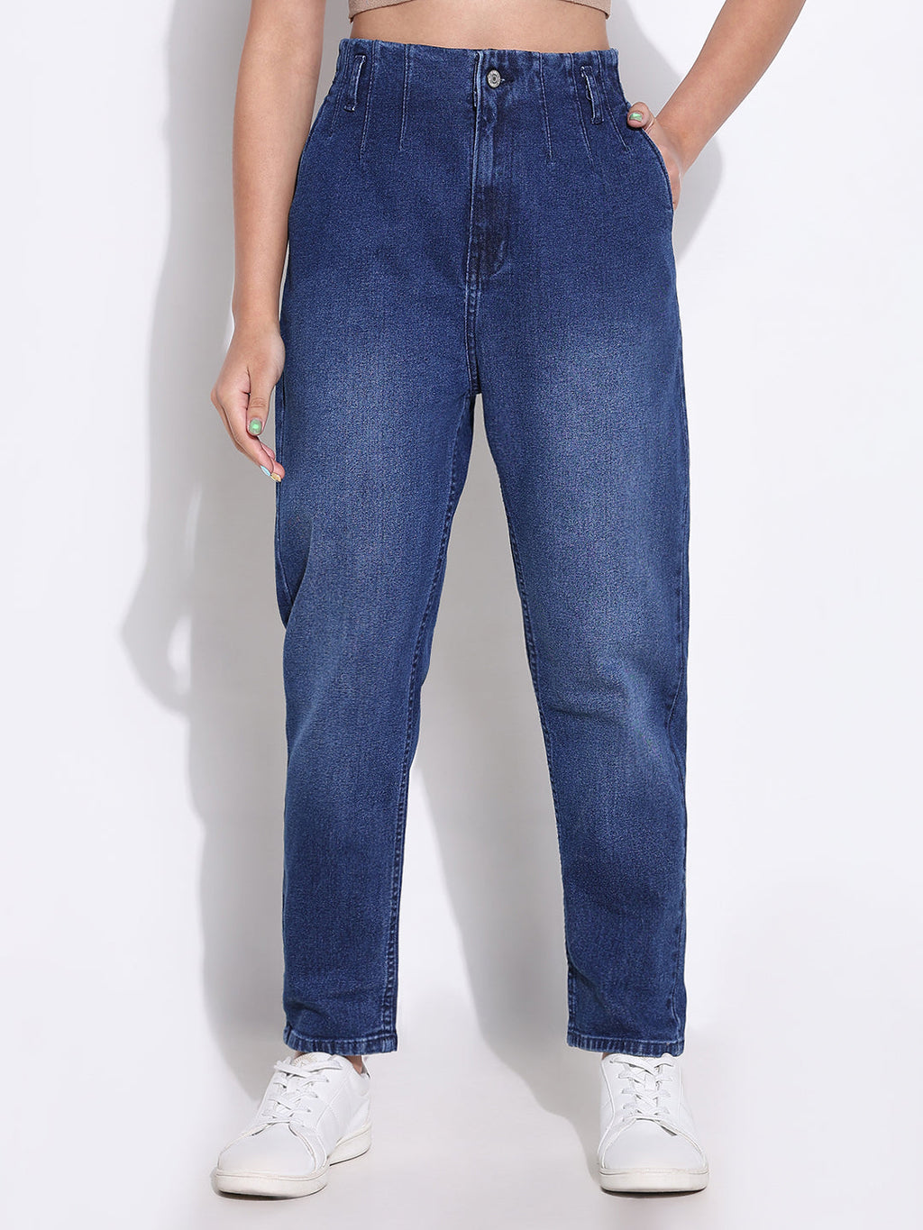 Women's Blue Comfort Light Fade Acid Wash Stretchable Jeans