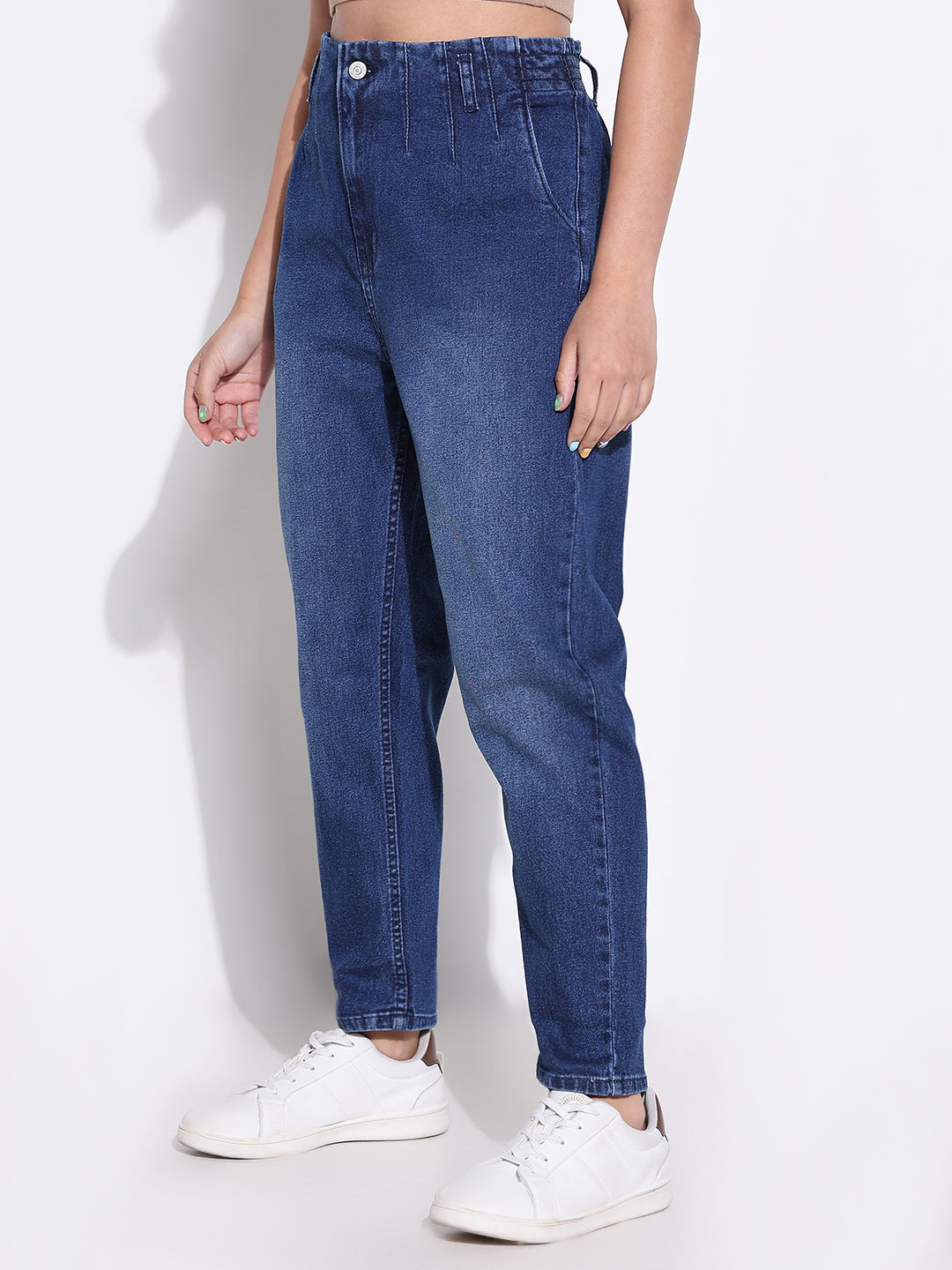 Women's Blue Comfort Light Fade Acid Wash Stretchable Jeans