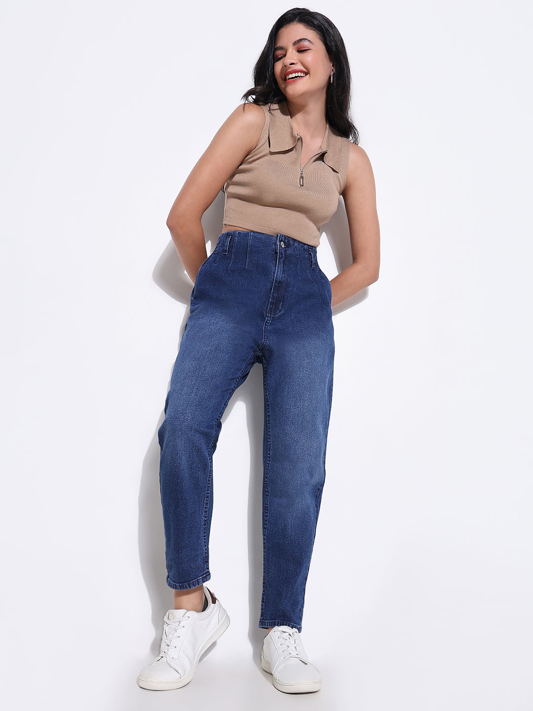 Women's Blue Comfort Light Fade Acid Wash Stretchable Jeans