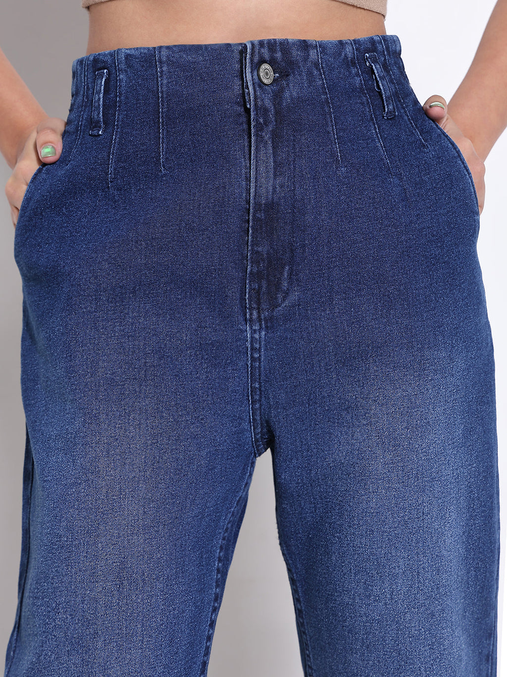Women's Blue Comfort Light Fade Acid Wash Stretchable Jeans