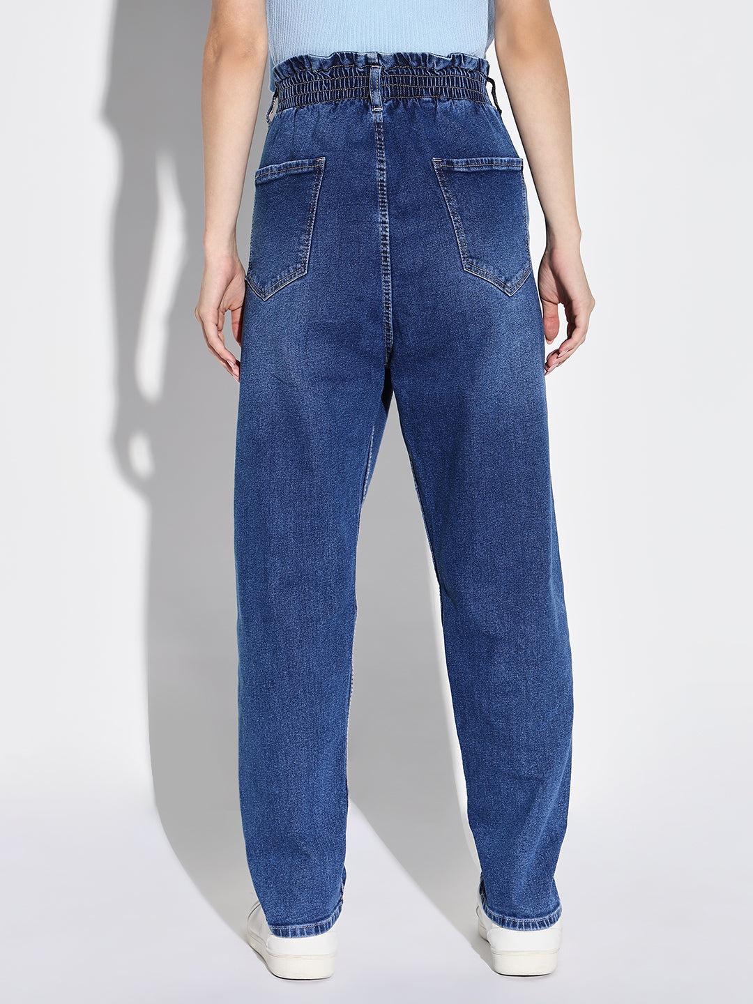 Women's Blue Cotton Comfort Light Fade Acid Wash Stretchable Jeans