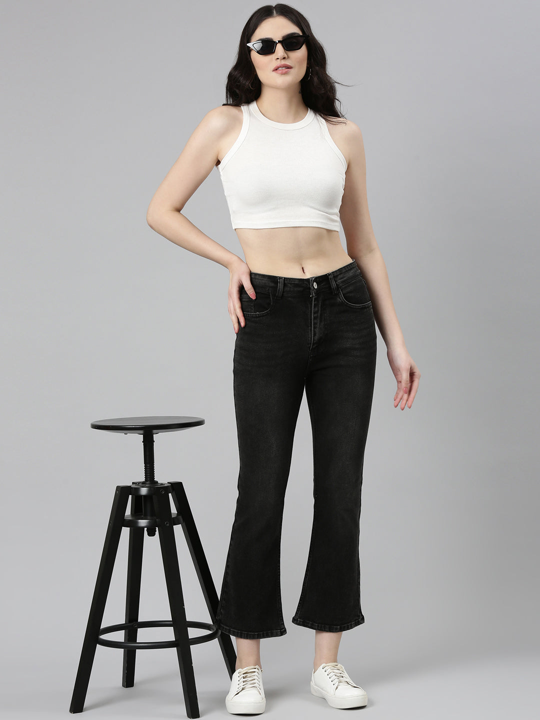 Women's Grey Bootcut Light Fade Denim Jeans