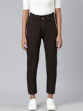 Women's Brown Mid-Rise Mom Fit Denim Jeans