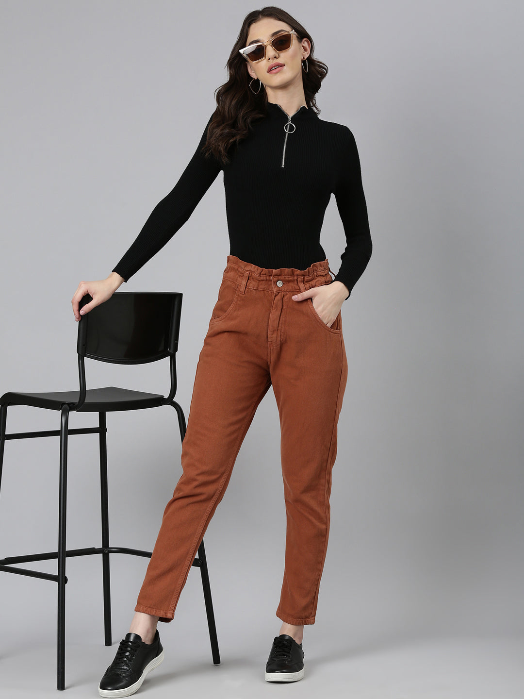 Women's Rust Jean Acid Wash Mid-Rise Denim Jeans