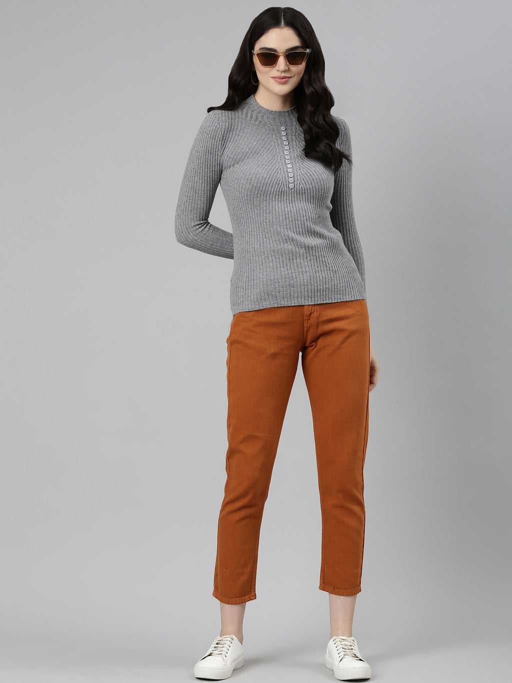 Women's Tan High Rise Acid Wash Denim Jeans