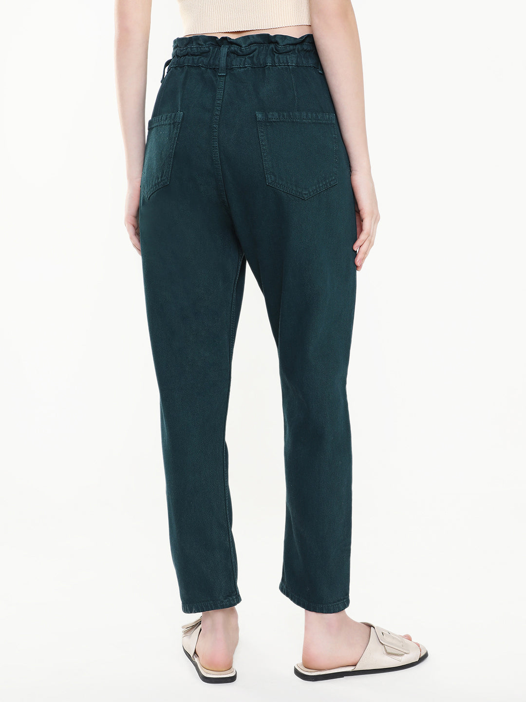 Women's Teal Jean Mom Fit Acid Wash Jeans
