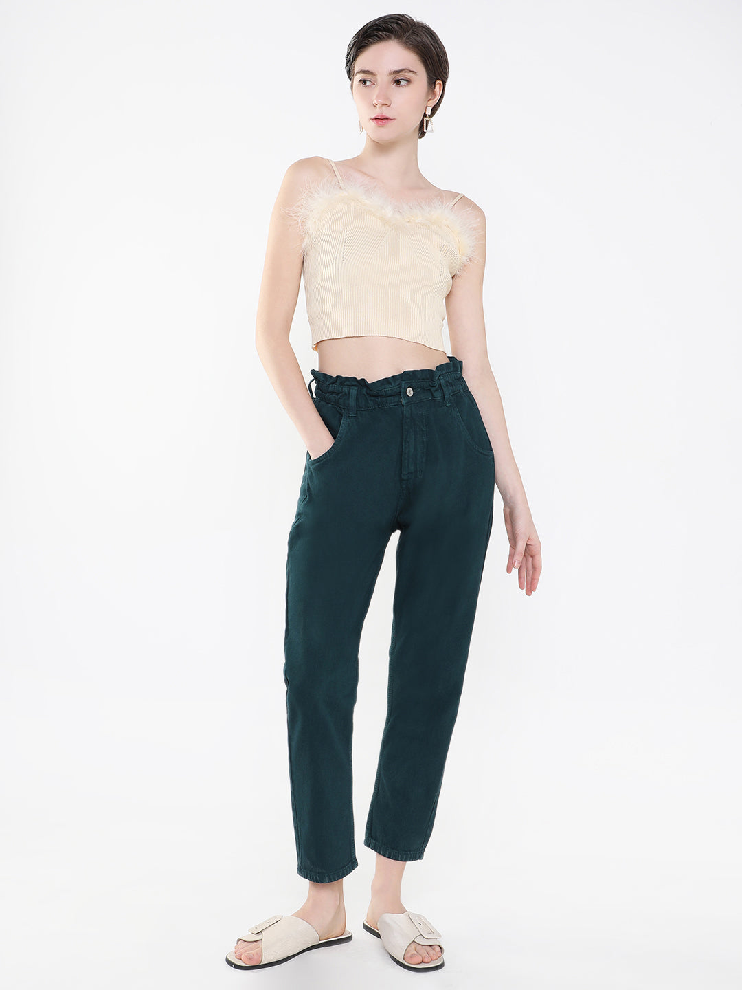 Women's Teal Jean Mom Fit Acid Wash Jeans