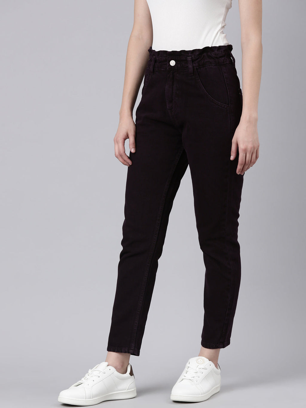 Women's Violet Clean Look Acid Wash Mom Fit Denim Jeans