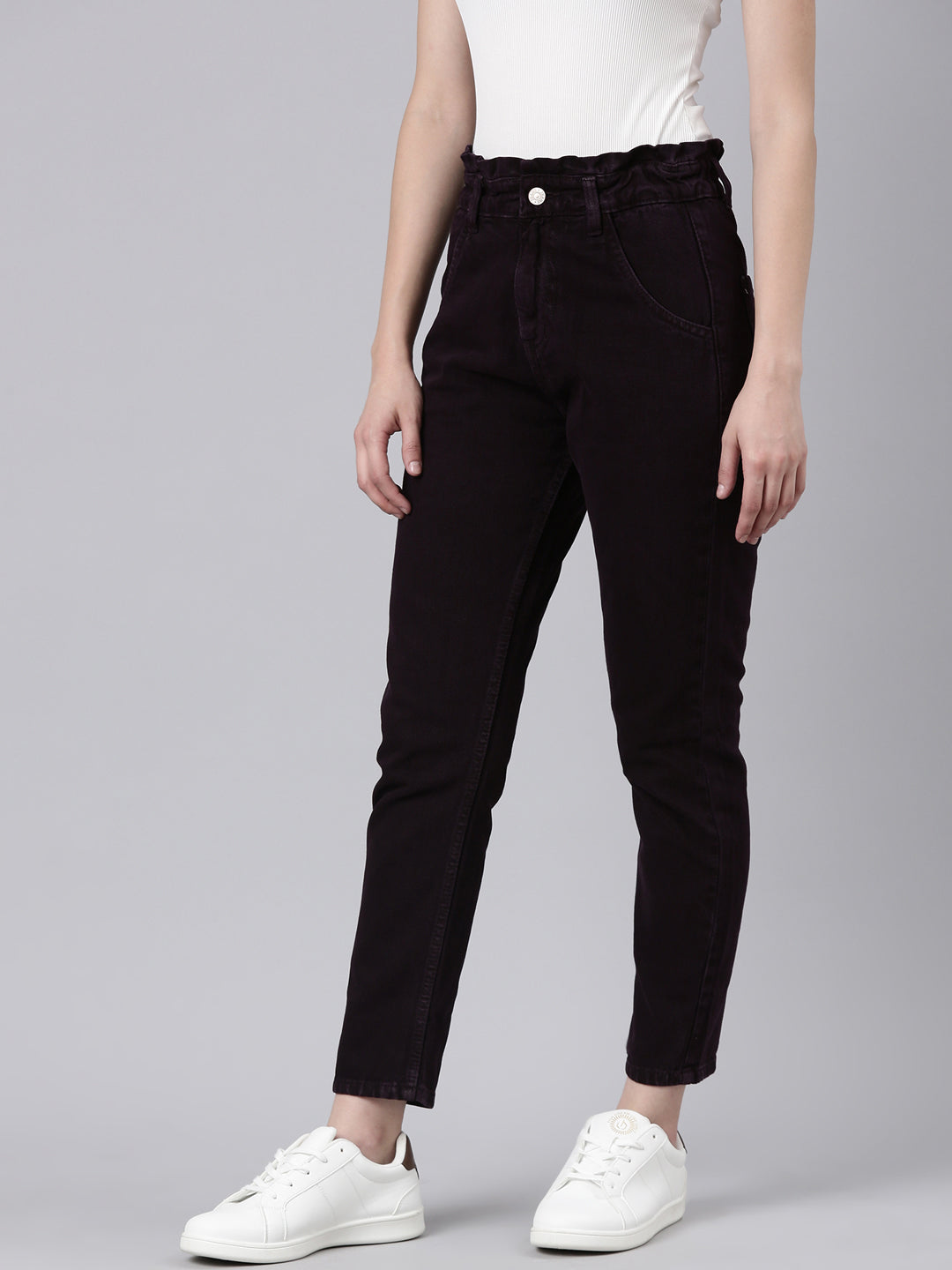 Women's Violet Clean Look Acid Wash Mom Fit Denim Jeans