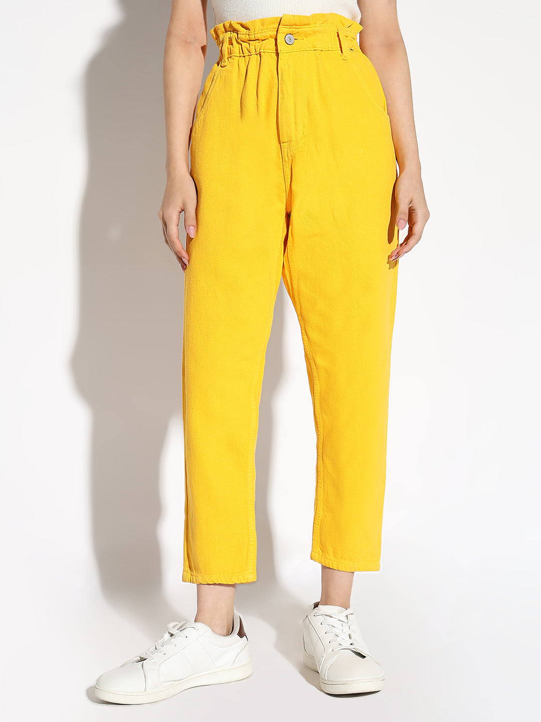 Women's Yellow Mom Fit Jeans