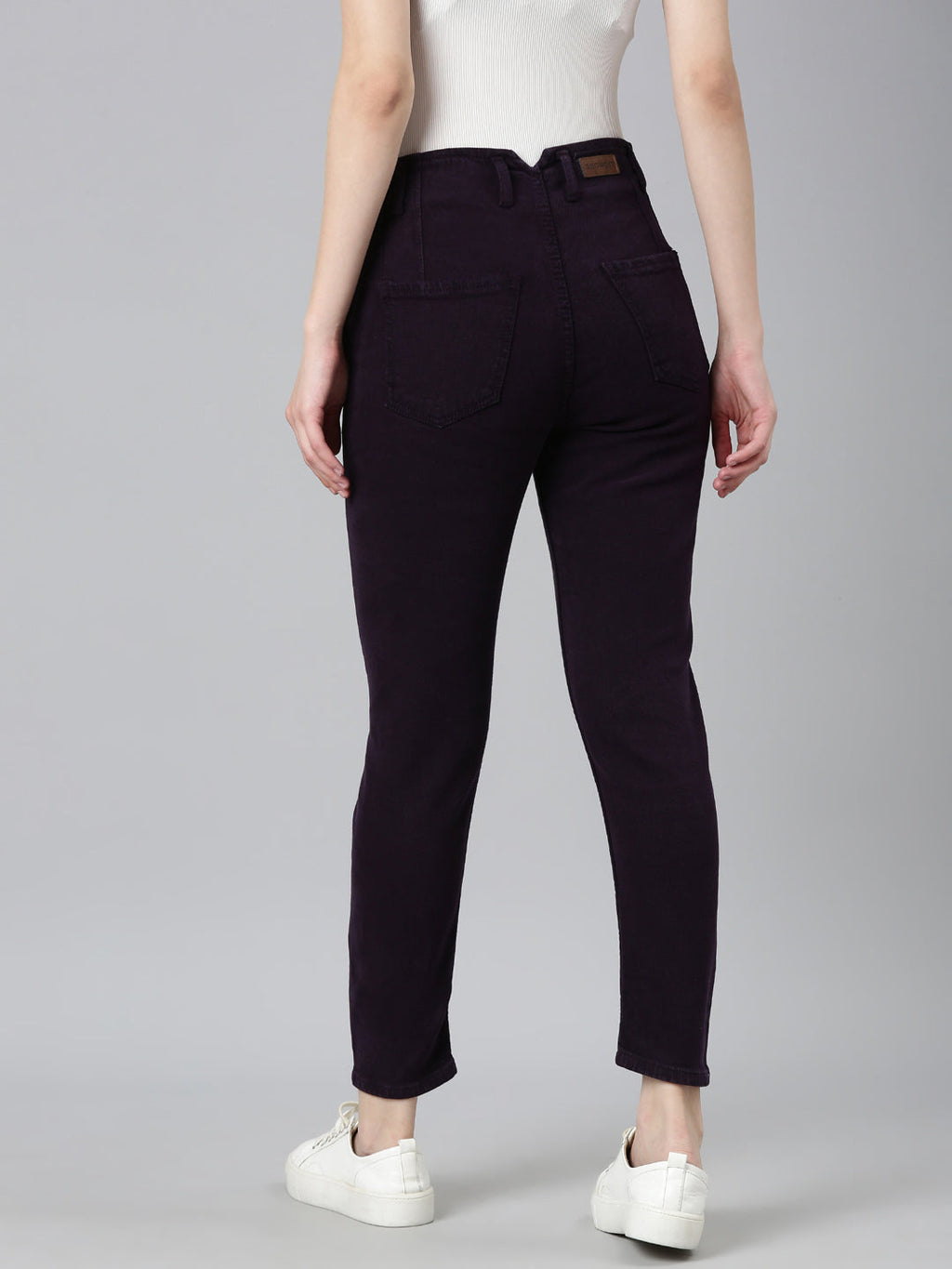 Women's Purple Jean Acid Wash Slim Fit Mid-Rise Denim Jeans