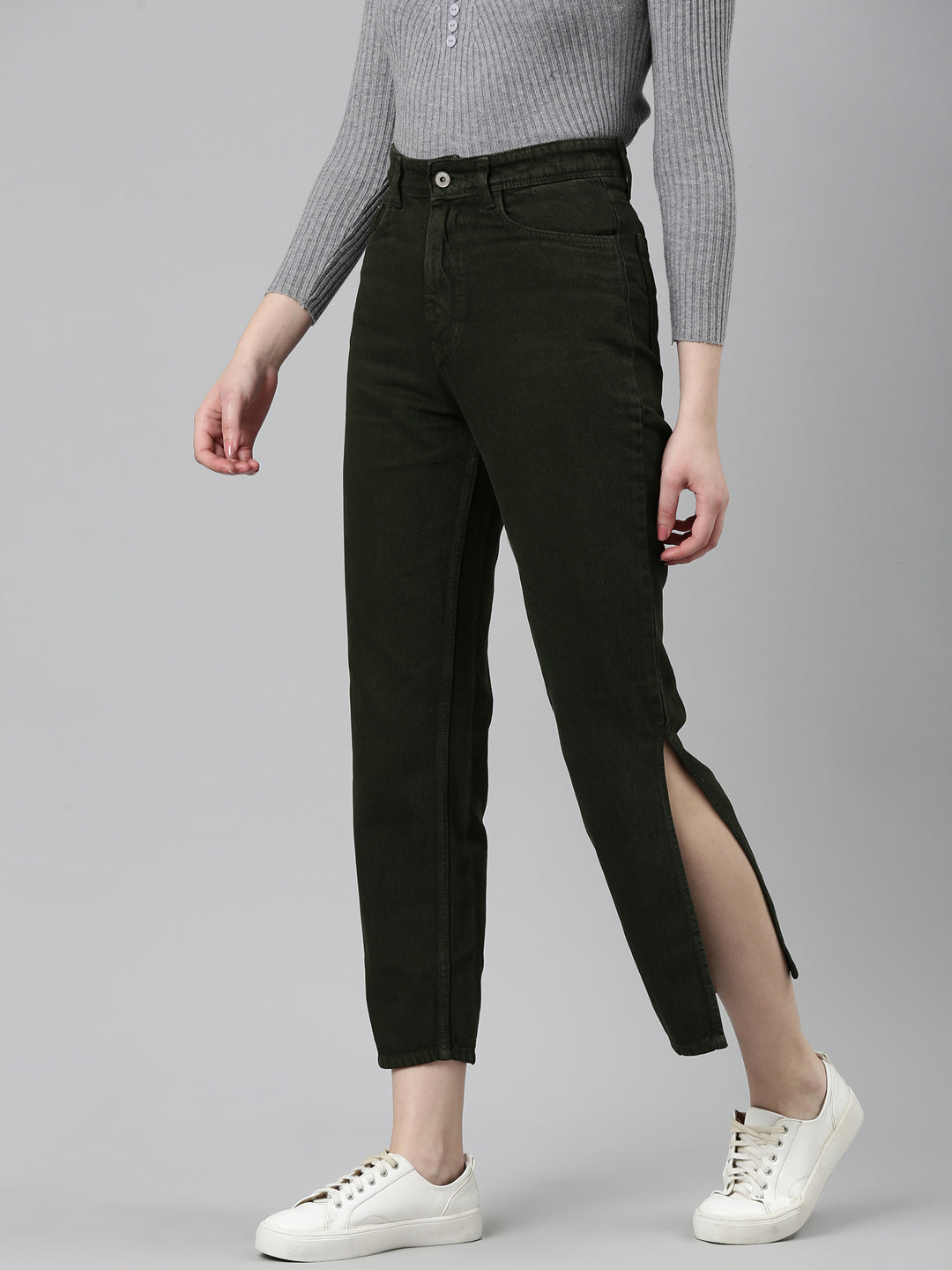 Women's Olive High-Rise Dark Shade Denim Jeans