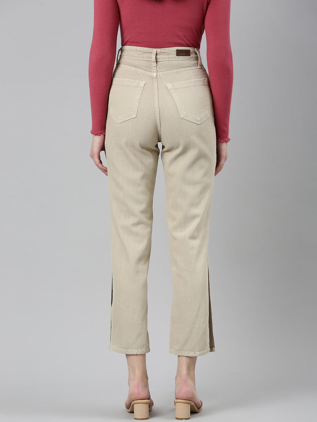 Women's Beige High Rise Denim Jeans