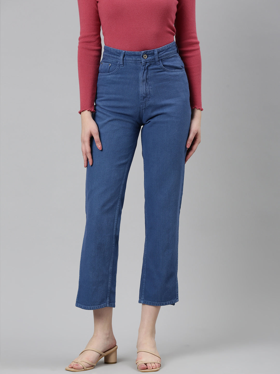 Women's Blue Jean High-Rise Acid Wash Denim Jeans